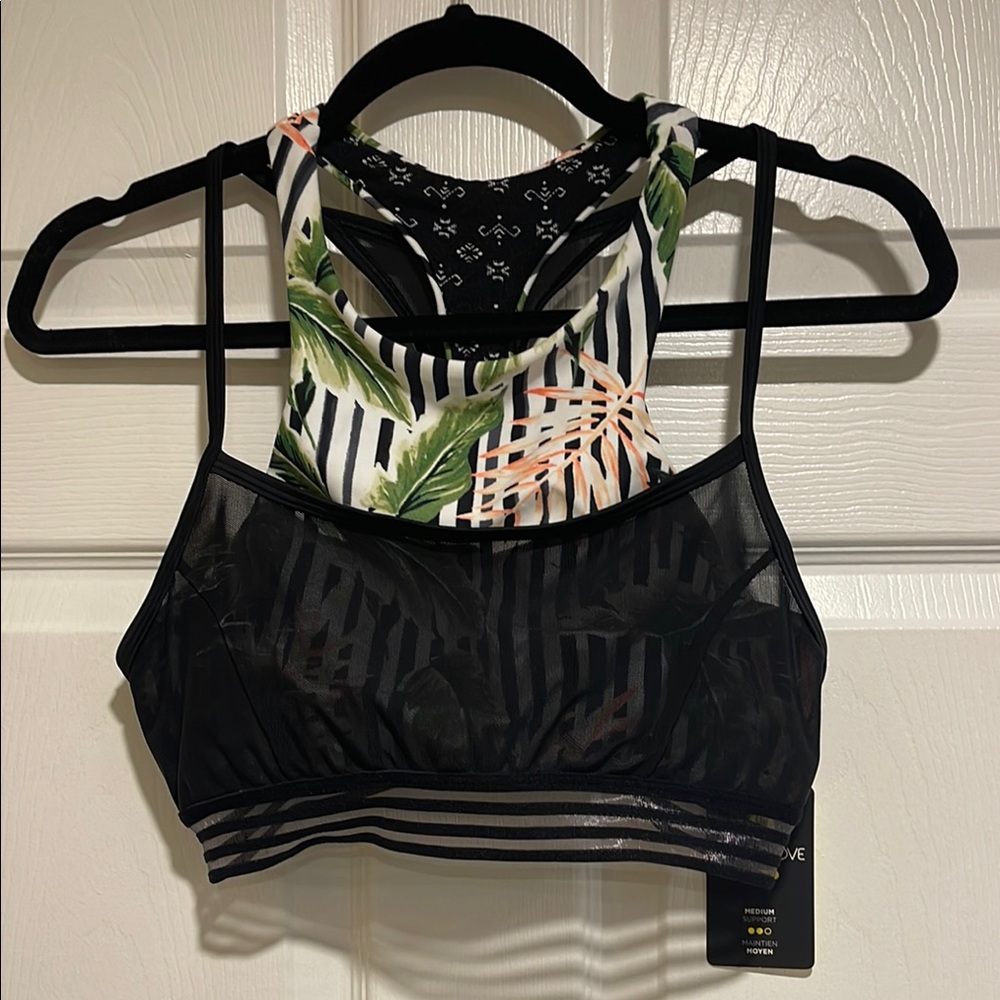 Body Glove Black and Tropical Print Sports Bra